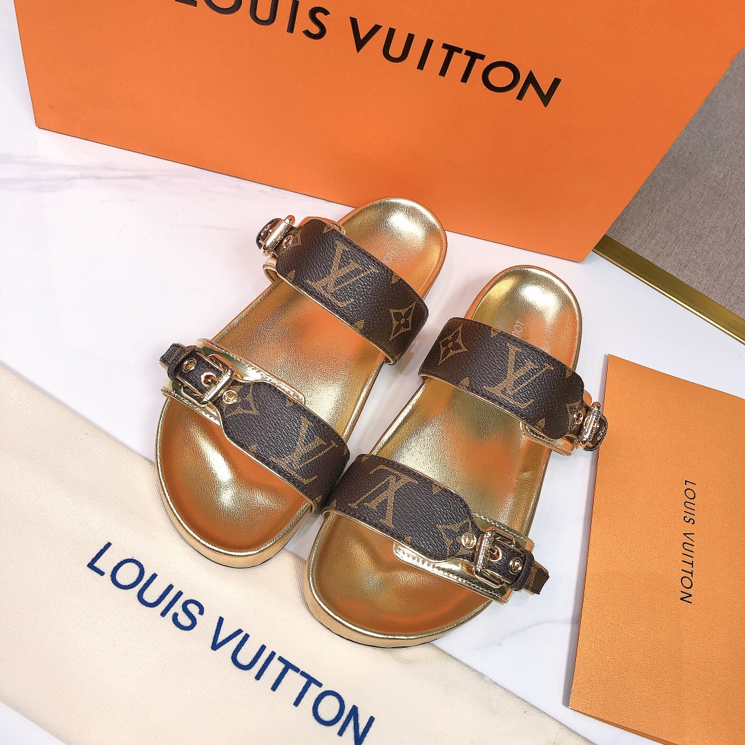 Louis Vuitton LV Bom Dia Flap Mule Leather Slide Sandals