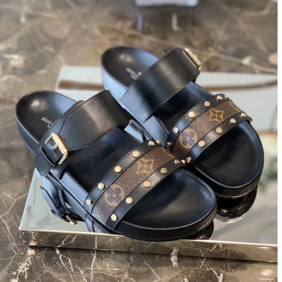 Louis Vuitton LV Bom Dia Flap Mule Leather Slide Sandals
