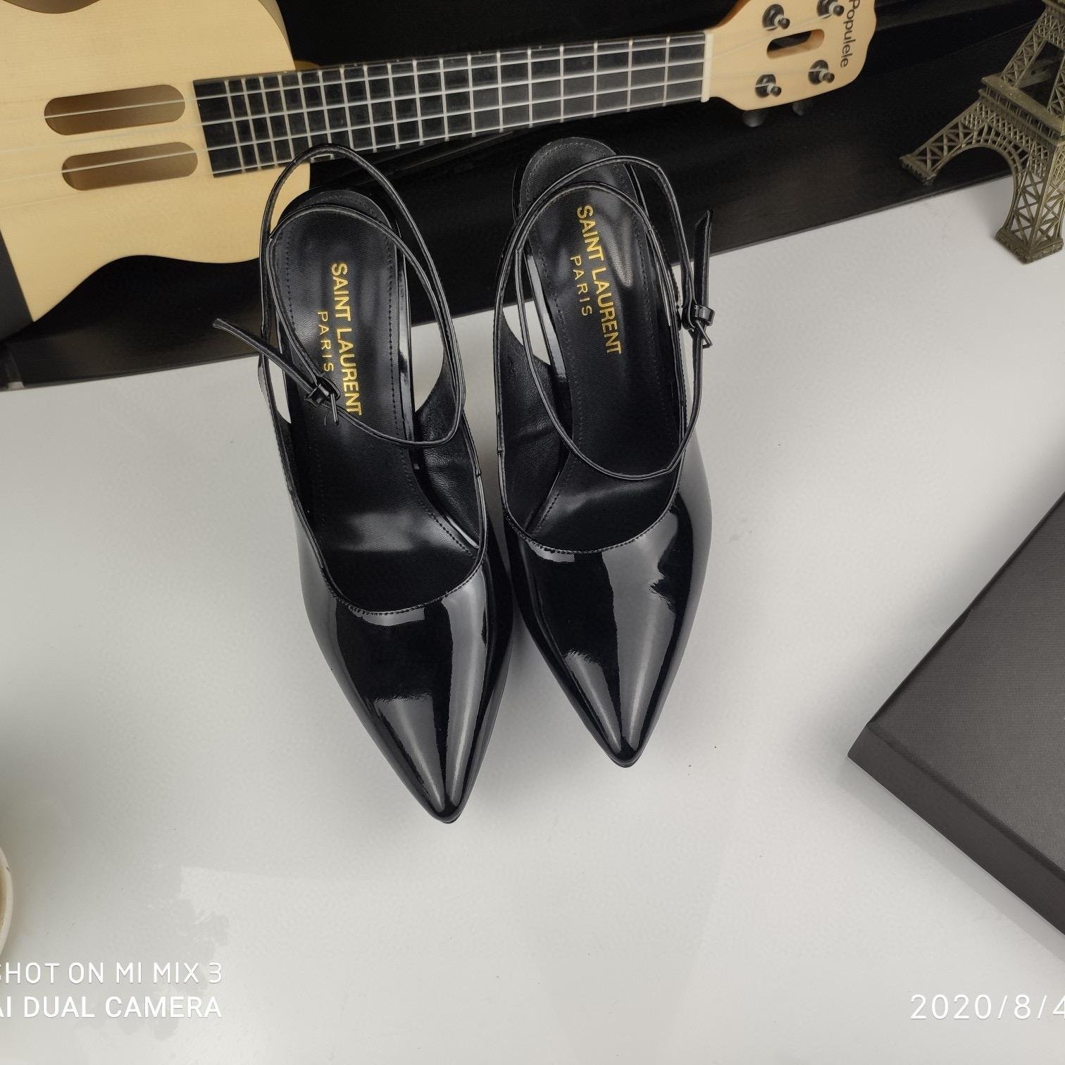 Saint Laurent YSL Pointed patent leather high heels 10.5CM Slide Sandal