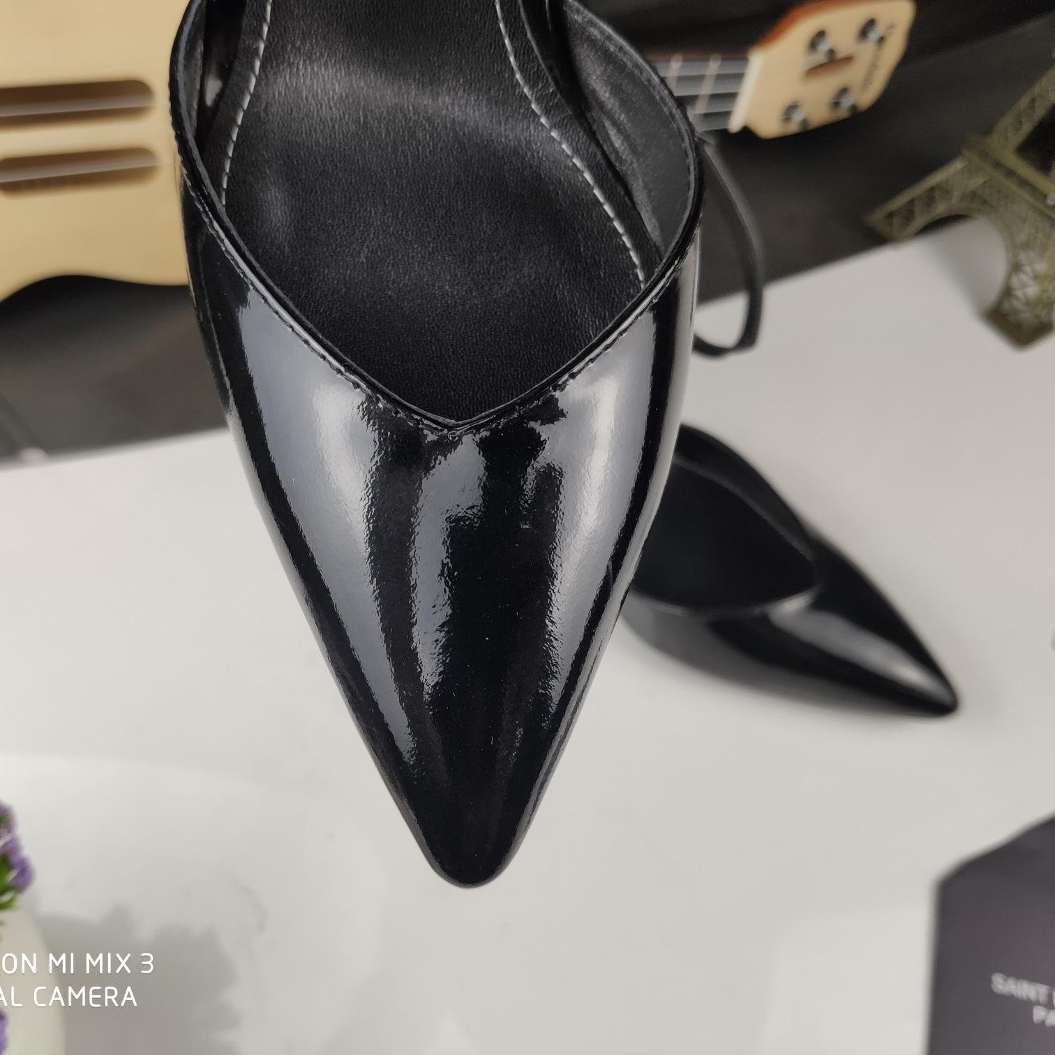 Saint Laurent YSL Pointed patent leather high heels 10.5CM Slide Sandal