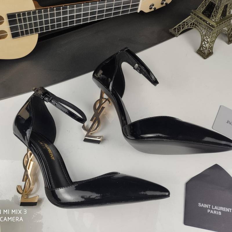 Saint Laurent YSL Pointed patent leather high heels 10.5CM Slide Sandal