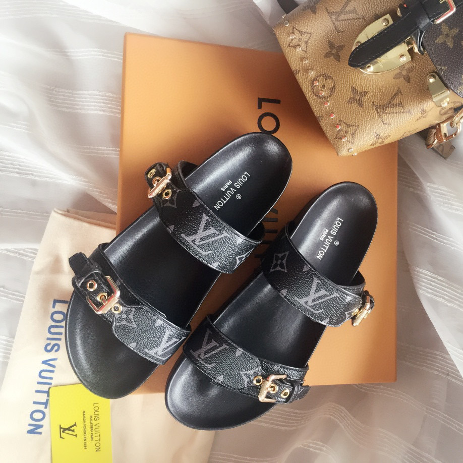 Louis Vuitton LV Bom Dia Flap Mule Leather Slide Sandals