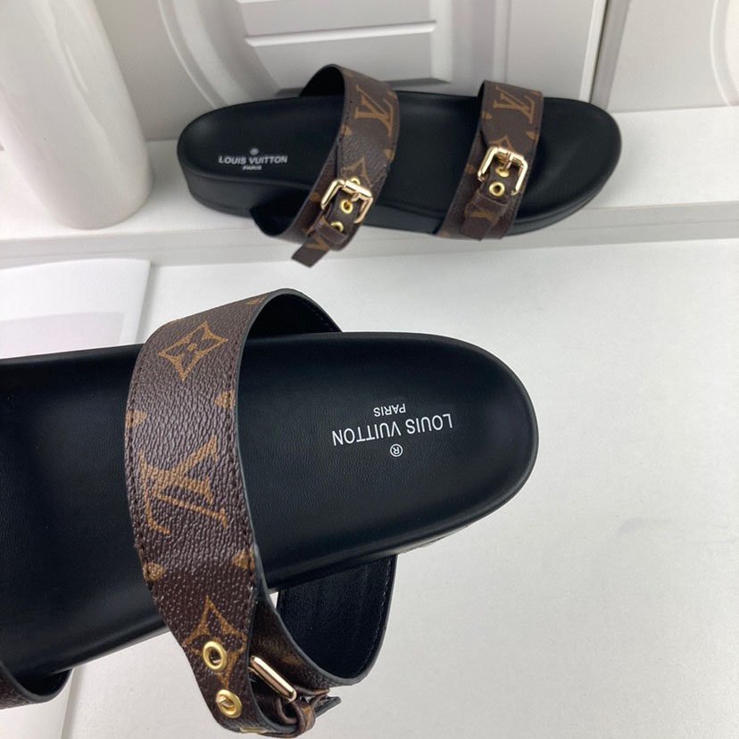 Louis Vuitton LV Bom Dia Flap Mule Leather Slide Sandals