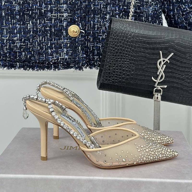 Jimmy Choo Saeda 10CM Slim Heel  Slide Sandal