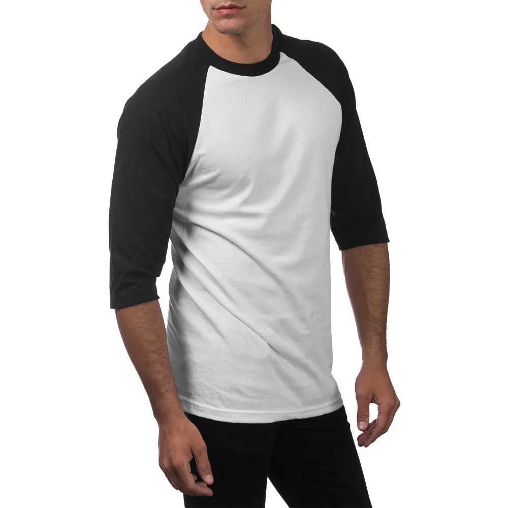 Pro Club Men's 3/4 Sleeve Crew Neck Baseball Shirt