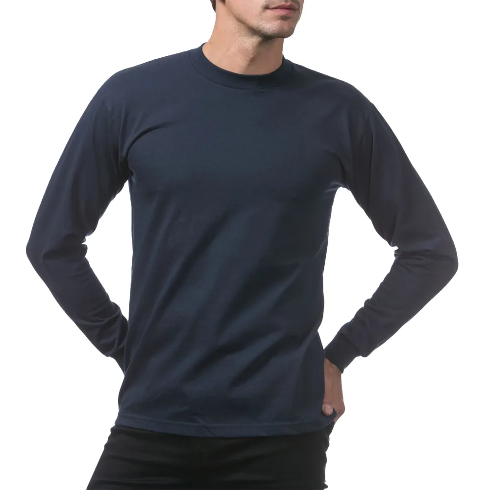Pro Club Men's Heavyweight Cotton Long Sleeve Crew Neck T-Shirt