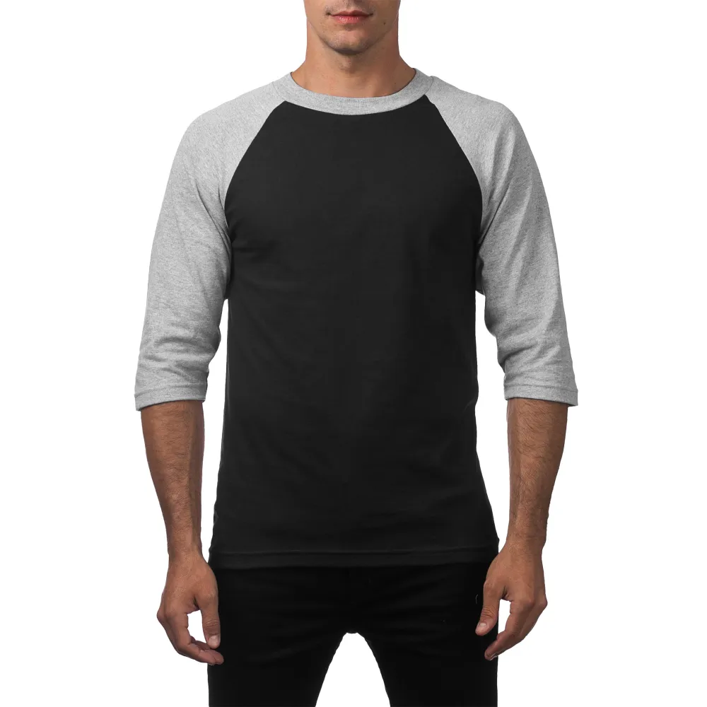 Pro Club Men's 3/4 Sleeve Crew Neck Baseball Shirt