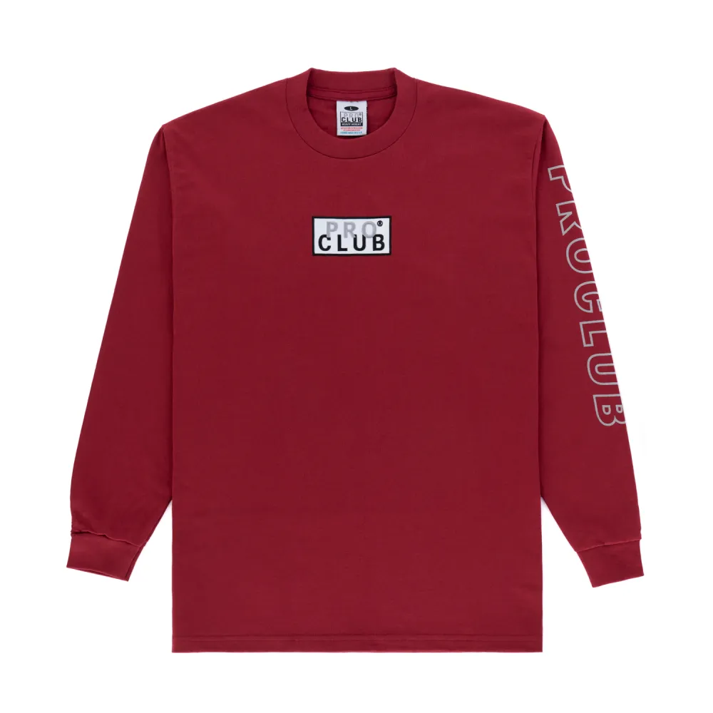Pro Club Embroidered Box Logo Long Sleeve Heavyweight T-Shirt