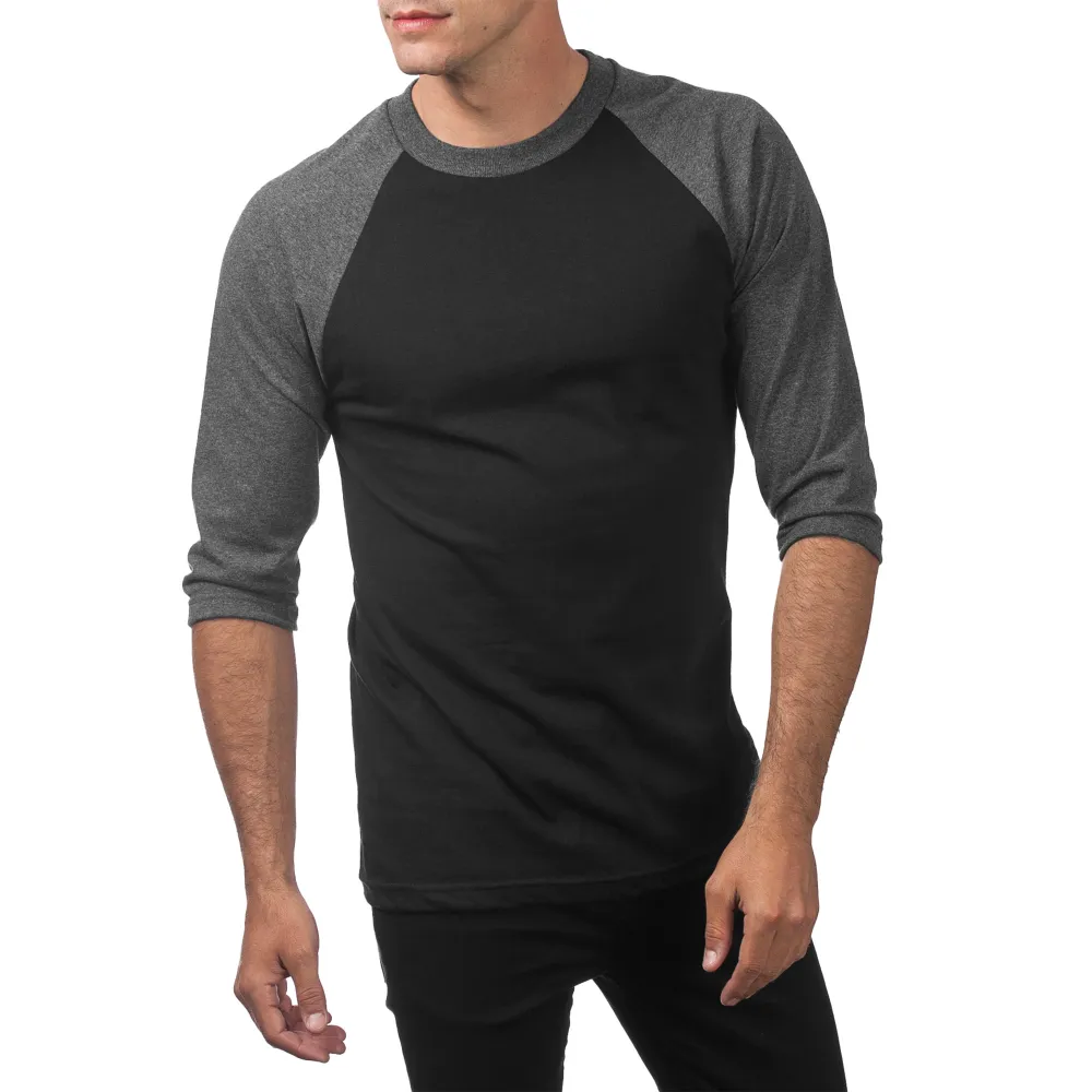 Pro Club Men's 3/4 Sleeve Crew Neck Baseball Shirt