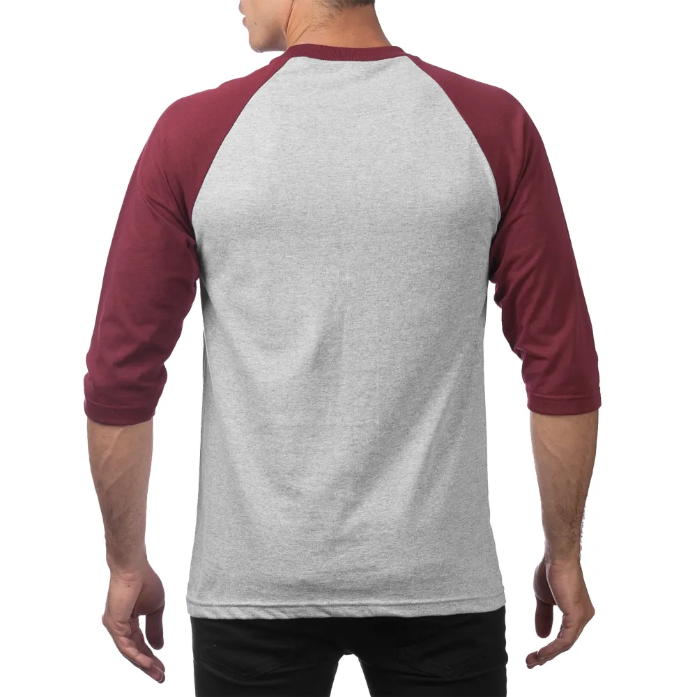 Pro Club Men's 3/4 Sleeve Crew Neck Baseball Shirt