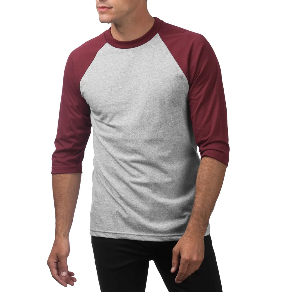 Pro Club Men's 3/4 Sleeve Crew Neck Baseball Shirt