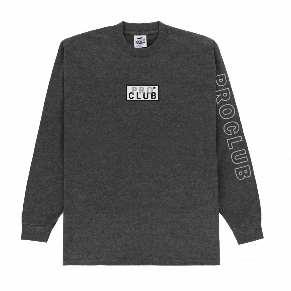Pro Club Embroidered Box Logo Long Sleeve Heavyweight T-Shirt