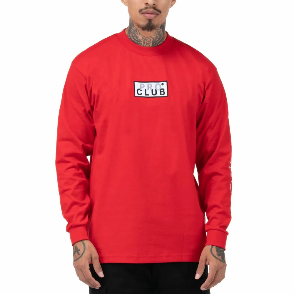 Pro Club Embroidered Box Logo Long Sleeve Heavyweight T-Shirt