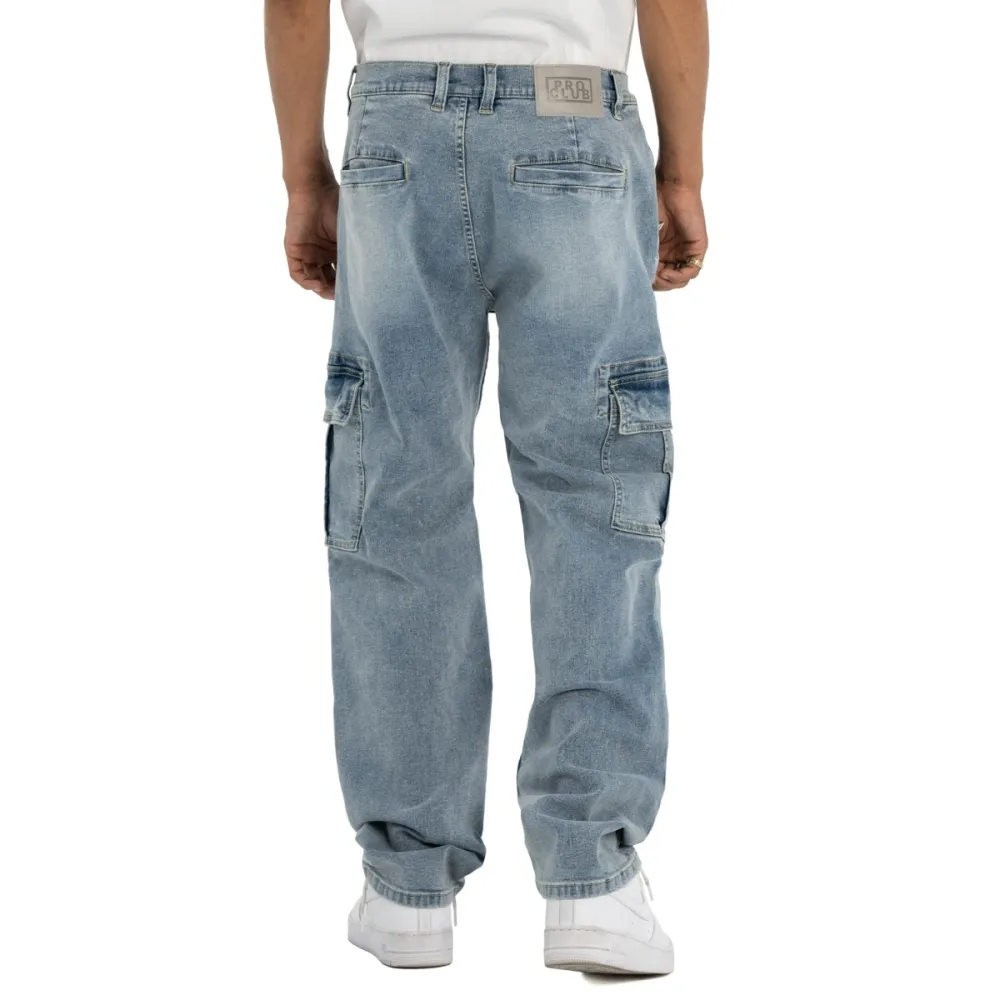Pro Club Men's Heavyweight Relaxed Fit Denim Cargo Pant