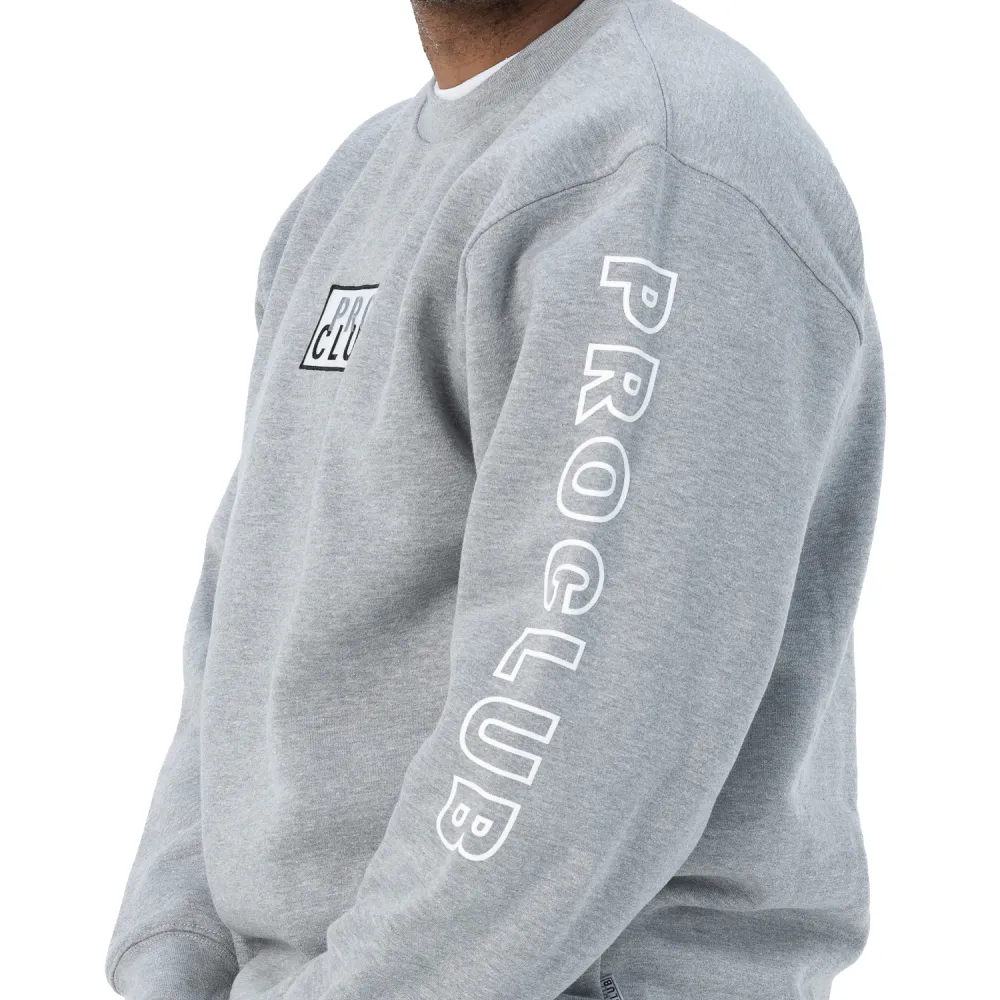 Pro Club Men's Heavyweight Embroidered Box Logo Crew Neck Fleece Pullover Sweatshirt