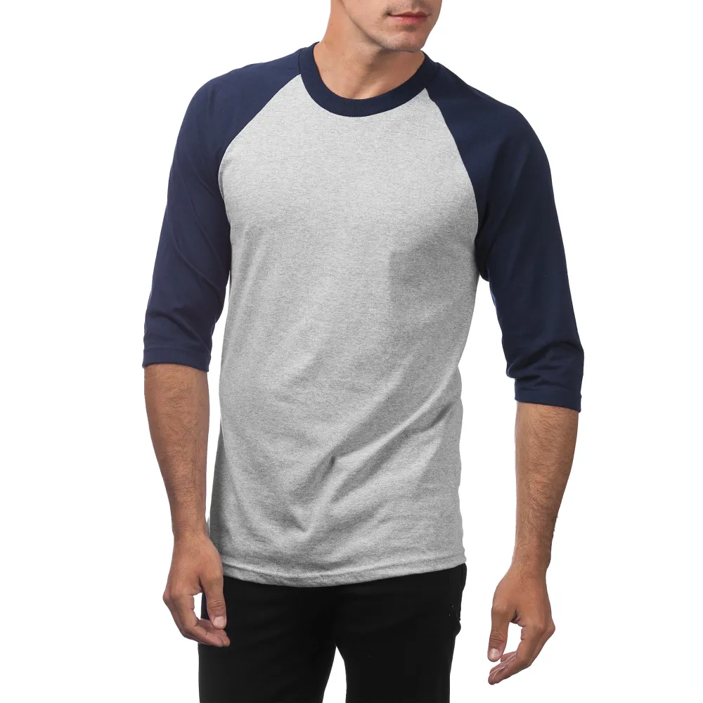 Pro Club Men's 3/4 Sleeve Crew Neck Baseball Shirt