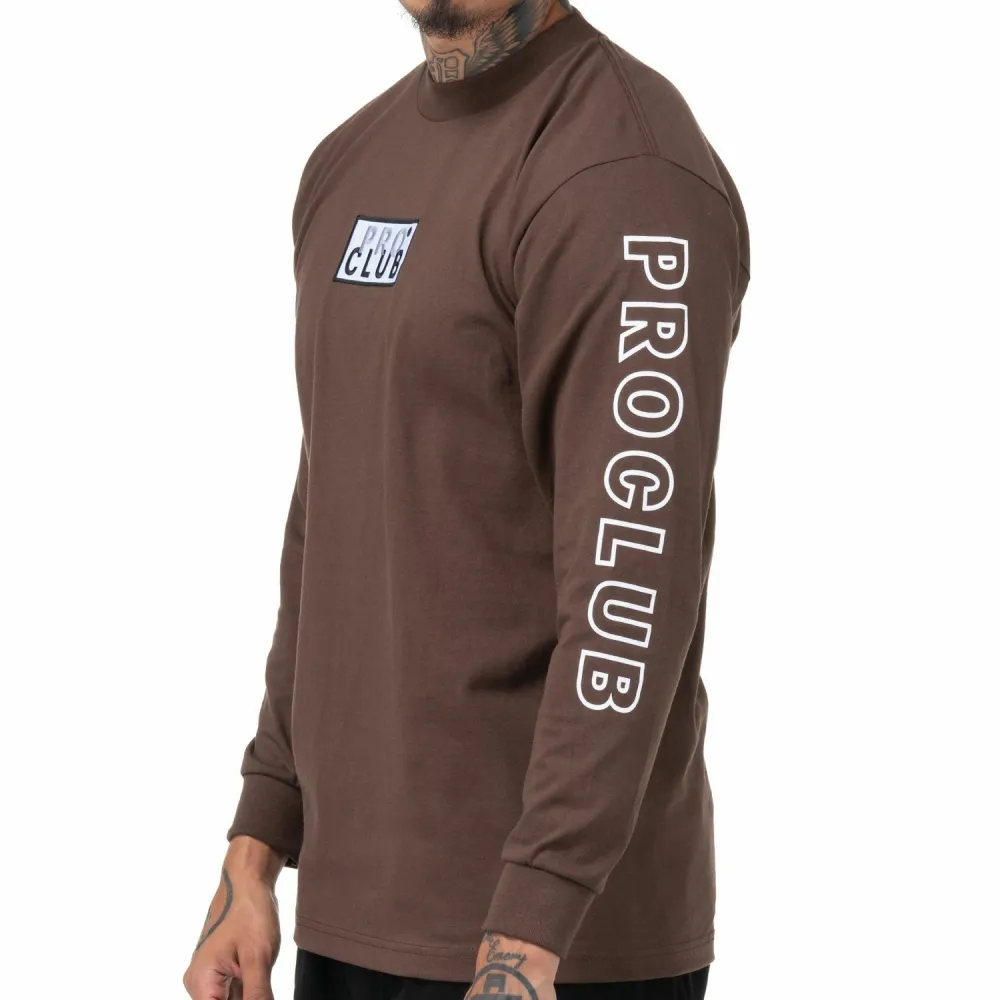 Pro Club Embroidered Box Logo Long Sleeve Heavyweight T-Shirt