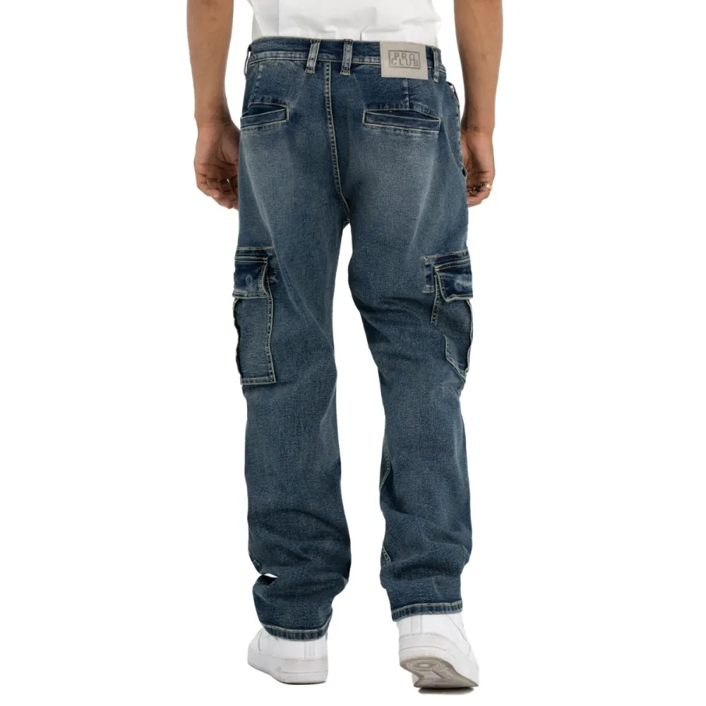 Pro Club Men's Heavyweight Relaxed Fit Denim Cargo Pant