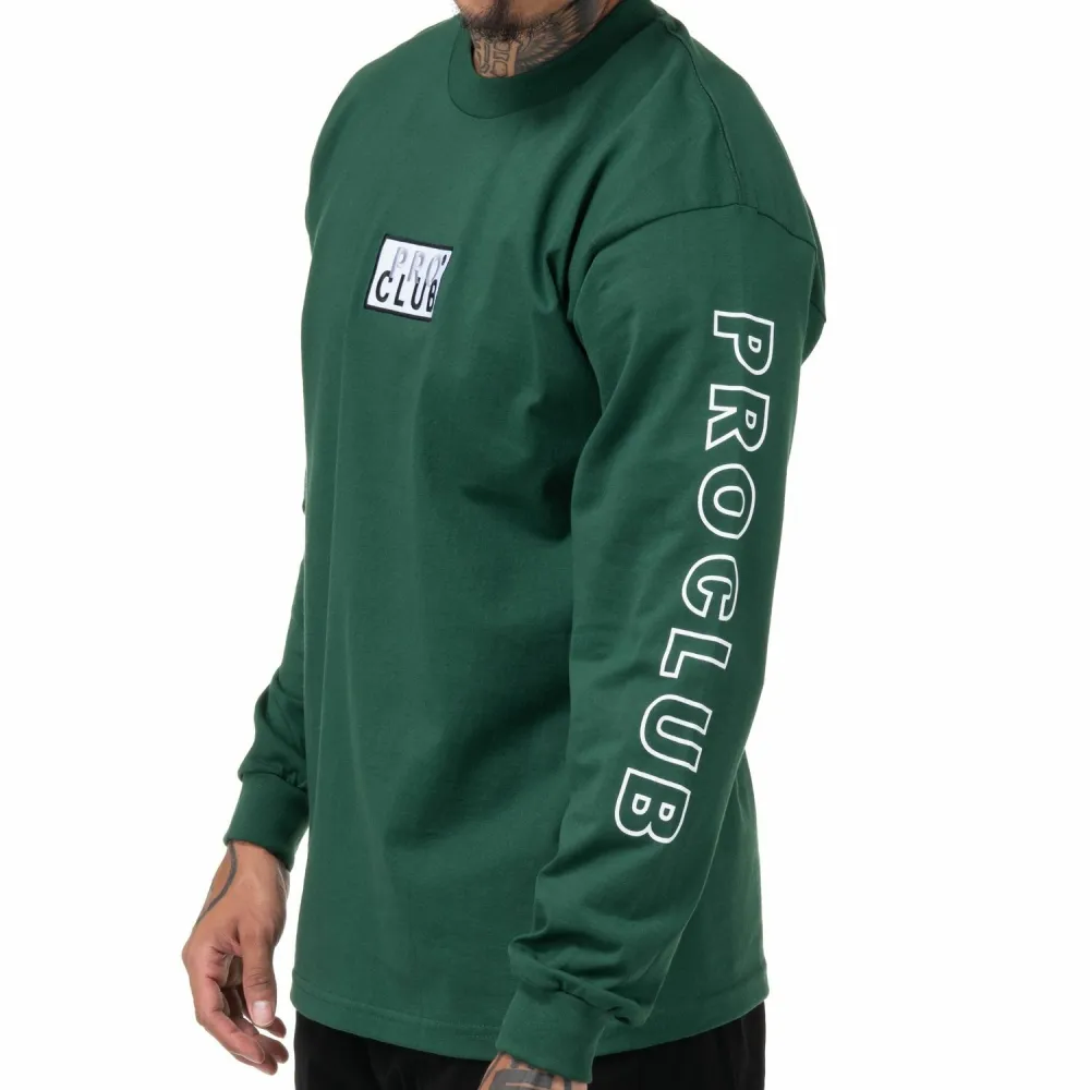 Pro Club Embroidered Box Logo Long Sleeve Heavyweight T-Shirt