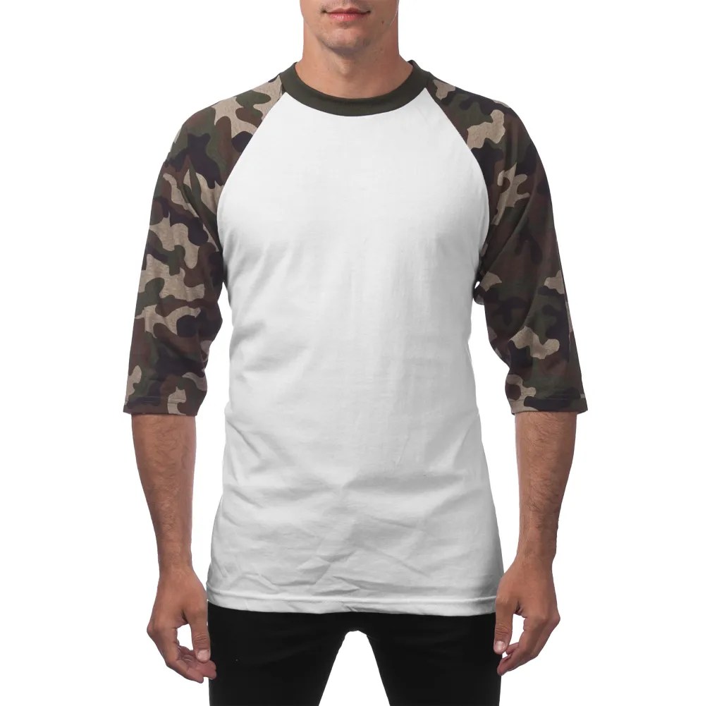 Pro Club Men's 3/4 Sleeve Crew Neck Baseball Shirt