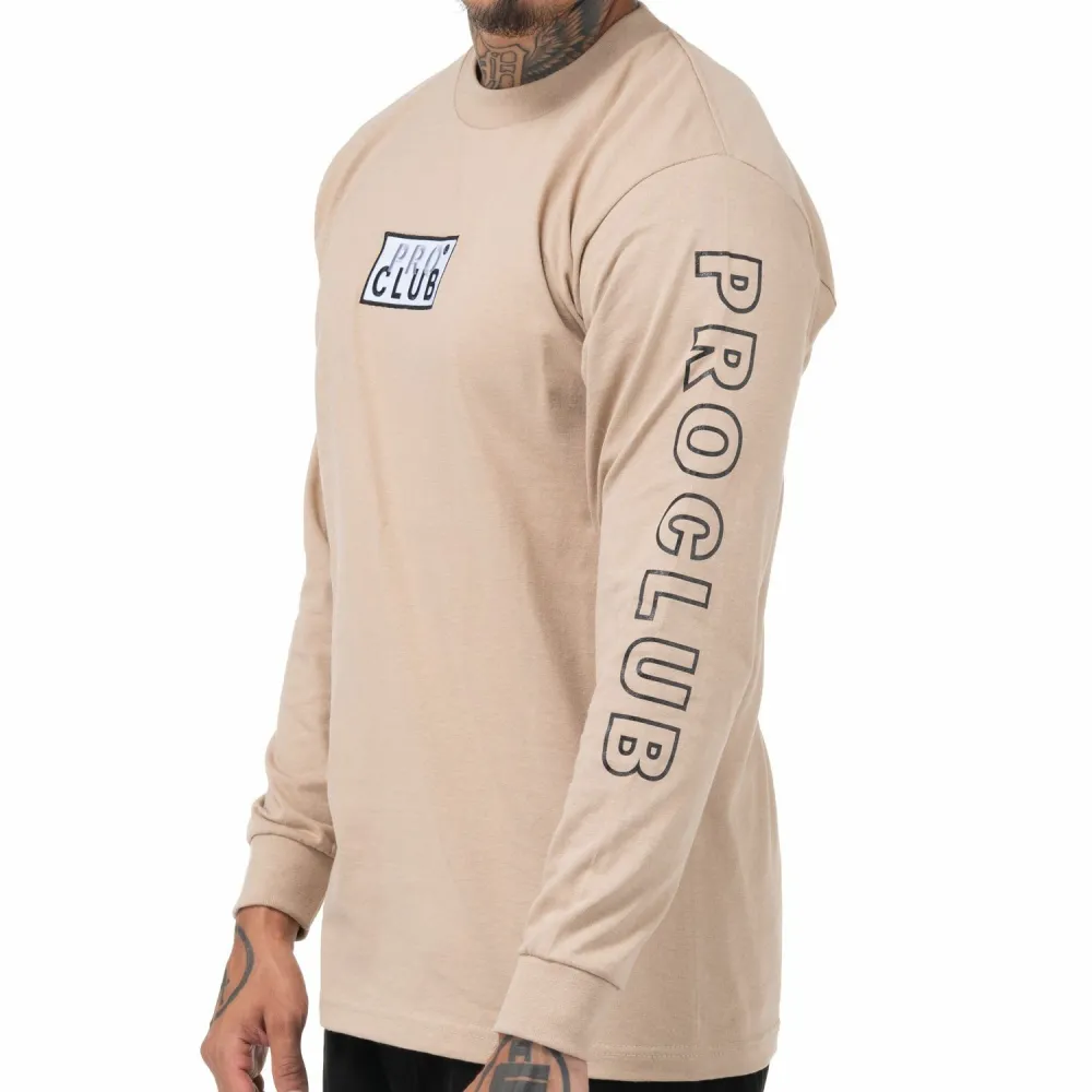 Pro Club Embroidered Box Logo Long Sleeve Heavyweight T-Shirt